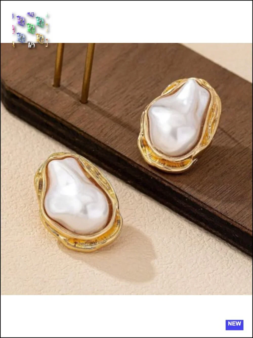 Large Baroque Pearl Statement Dangle Earrings Chunky Geometric Faux Pearls